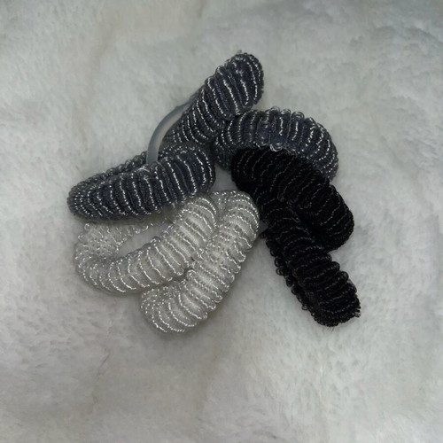 Set of hair elastics new, two black, gray and white