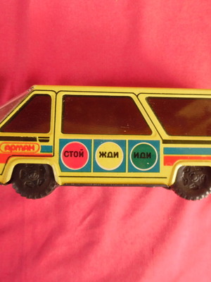 Tin USSR minibus toy from the 1960s in very good condition