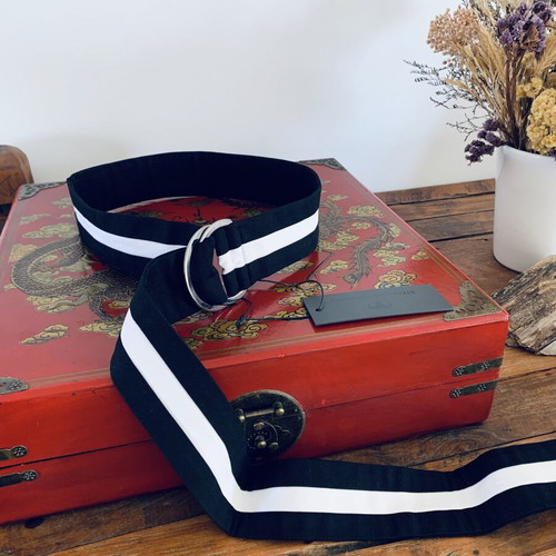 Stelios Koudounaris adjustable waist belt black and white, new