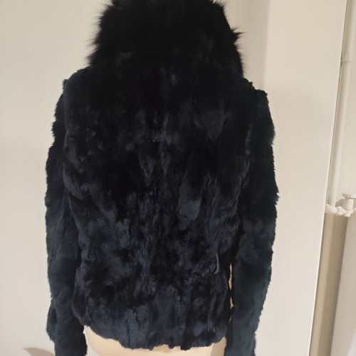 Conbipel short rabbit fur coat like new, black