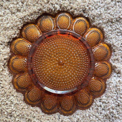Vintage amber glass platter like new, 29 cm diameter