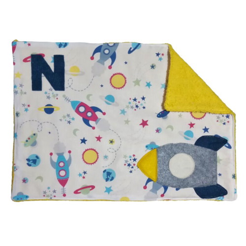 Children's handmade placemat with space theme made to order