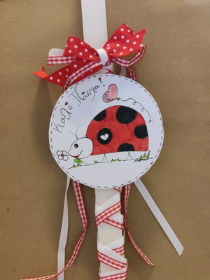 Handmade ladybug Easter candle new with painted decoration