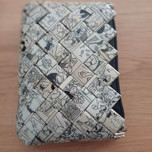 Handmade wallet-bag made from laminated comic pages (Popeye)