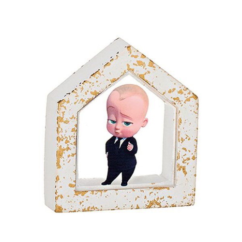 Ceramic bomboniere house with plexiglass baby boss 7x8 cm new