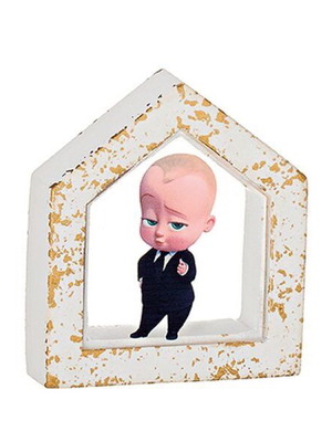 Ceramic bomboniere house with plexiglass baby boss 7x8 cm new
