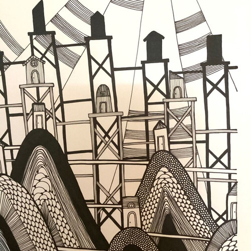 Πόλη πρωτότυπη σε χαρτί ακουαρέλας 240gsm 29,7x41cm