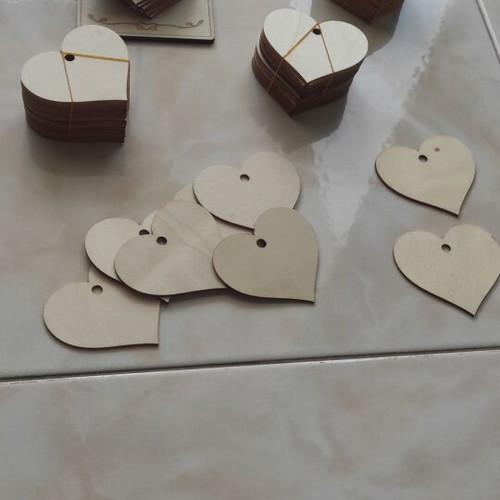 Wooden hearts for wishes new, pack of 80 pieces