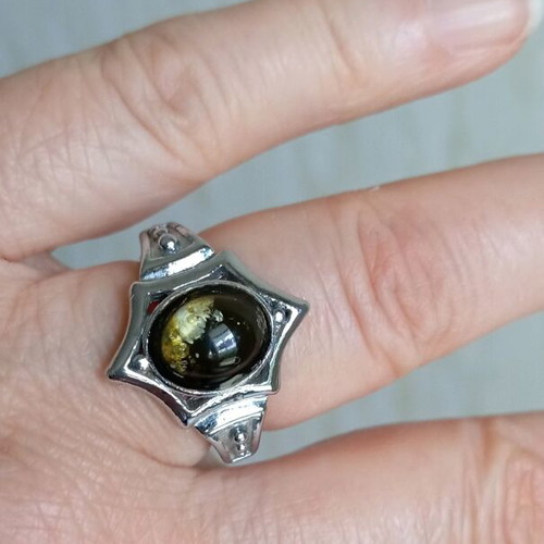 Women's ring like new, stainless steel with decorative stone