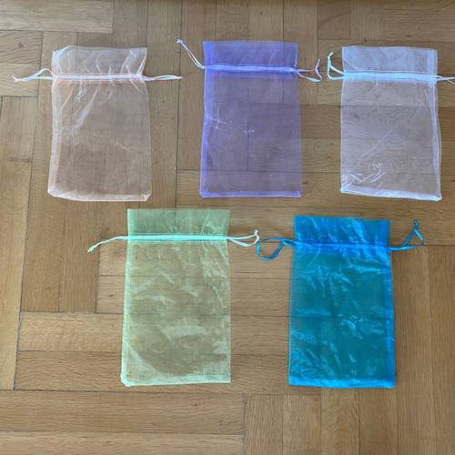 Organza bags new, pack of 100, 23x14 cm, mixed colors