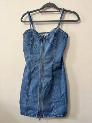 Tally Weijl denim φόρεμα με φερμουάρ μπροστά σαν καινούργιο, S/M, μπλε