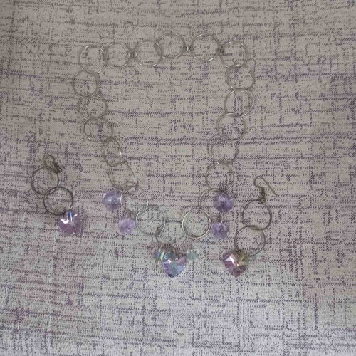 Jewelry set used with purple stones necklace and earrings