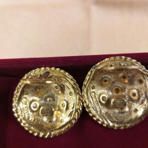 D' Orlan earrings used, Byzantine-Etruscan design with colored rhinestones