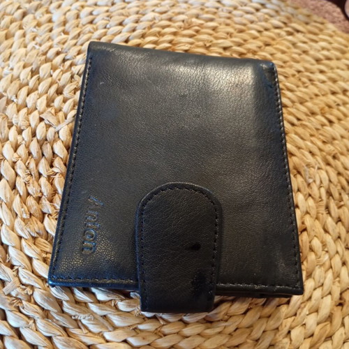 Men's wallet genuine leather black, new, soft, 12x9.5 cm