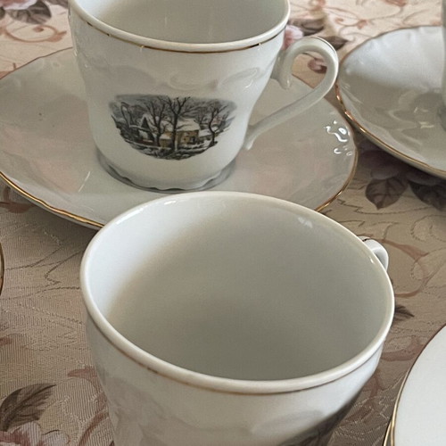 Porcelain tea set like new by Crown Bavaria with cake plates and accessories