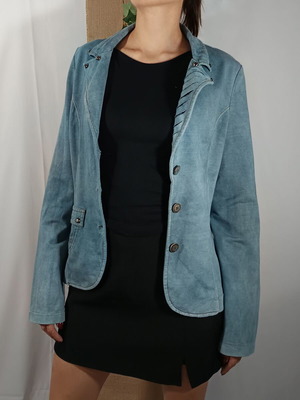 On Line women's blazer light blue with denim feel like new