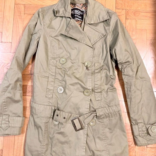 Bershka women's khaki trench coat size Medium used with belt
