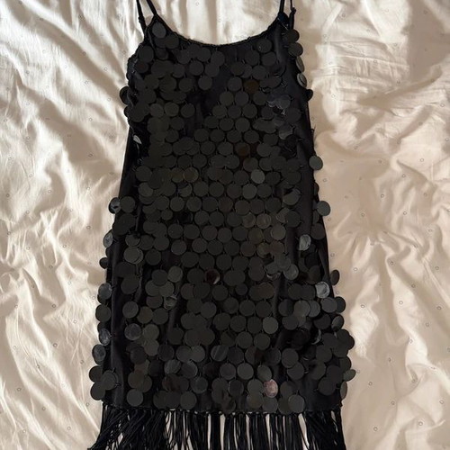 Intimissimi black sequin dress with fringe, used, size S
