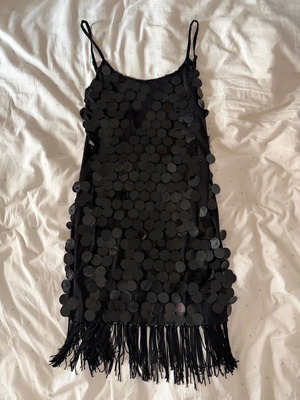 Intimissimi black sequin dress with fringe, used, size S
