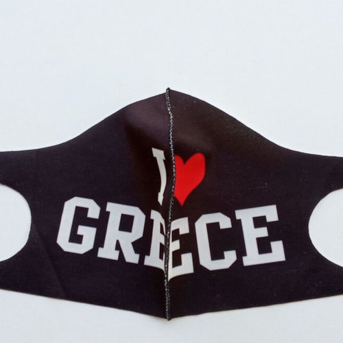 Fabric protection mask like new, washable, I ❤ Greece black