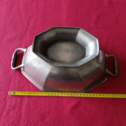 Vintage pewter soup tureen and tray from France like new