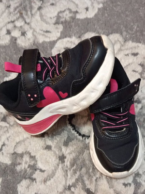 Athletic shoes used size 27 black pink with lights