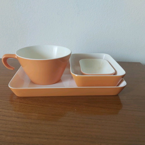 Olympic Airways serving set used, orange color