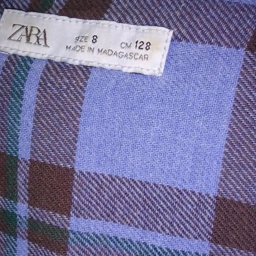 Zara blue brown checkered shirt for boy 8 years like new