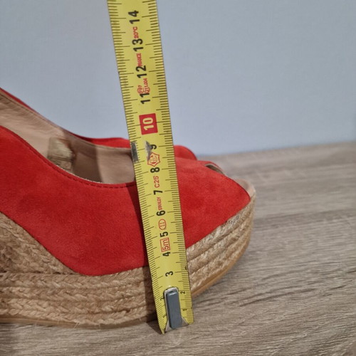 Gaimo red leather and suede wedge espadrilles sandals size 38 used