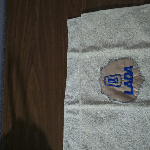 Towel set with embroidered LADA logo, like new, 2 pieces vintage