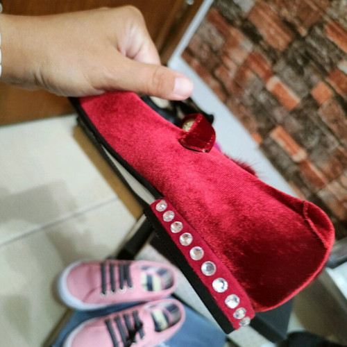 Monnalisa red velvet ballerina flats new, size 35