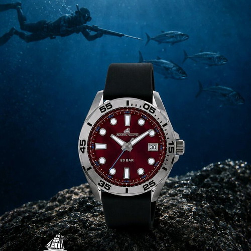 ADORA Nautic Men's Pro Diver Watch, Deep Red, 20 ATM