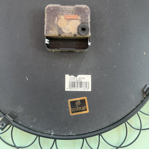 Trimar wall clock analog used, needs repair, 35cm diameter