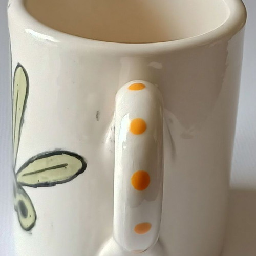 Toddlers mug Dragonfly new, hand painted earthenware