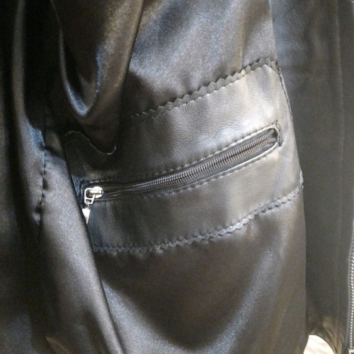 Leather jacket used, black soft handmade, size L/XL