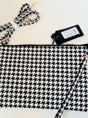 Vintage crossbody bag black white checkered Ash new, pattent leather