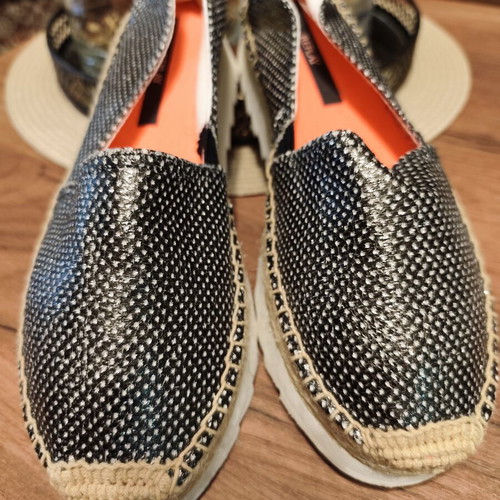 Replay espadrilles like new with white insole, size 38, black and silver