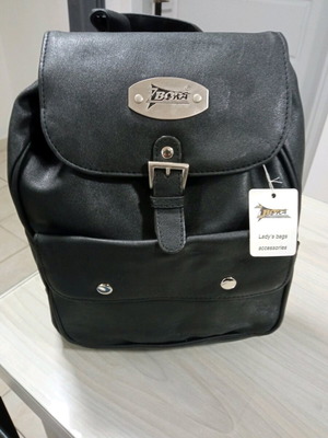 Women's leather backpack new, black color