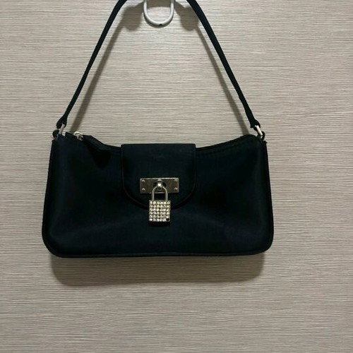 Shoulder bag used black with lock and silver rhinestones Alexi Andriotti