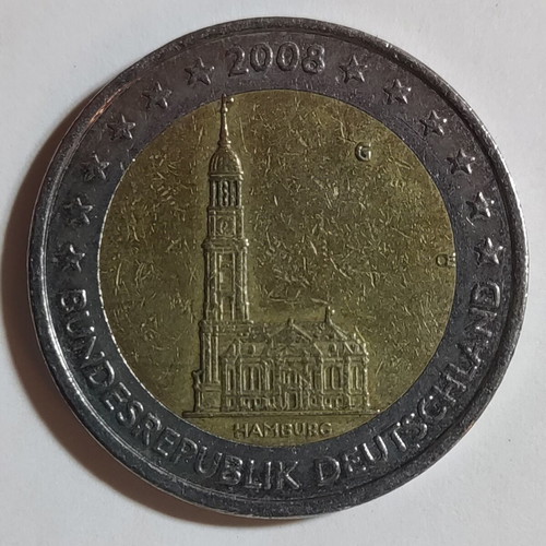 Γερμανία 2€ 2008 Hamburg συλλεκτικό επετειακό δίευρο μεταχειρισμένο