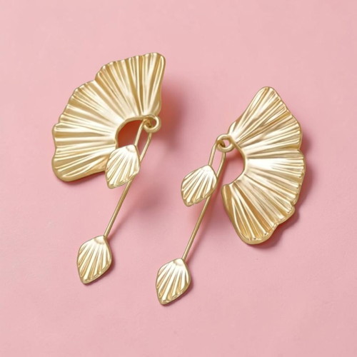 Earrings new, matte gold, hypoallergenic brass