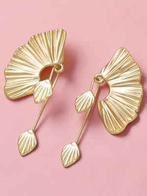 Earrings new, matte gold, hypoallergenic brass