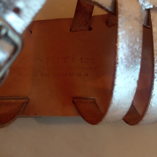 Gladiator flat sandals handmade leather silver, excellent condition