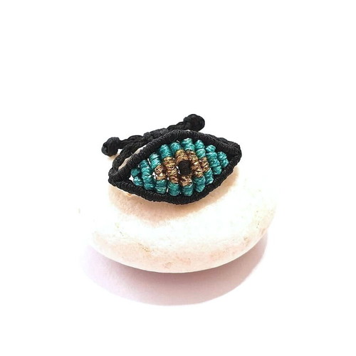 Evil eye bracelet and ring set handmade, new, turquoise and gold