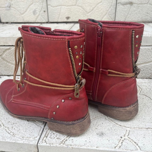 Leather boots like new, red, size 39