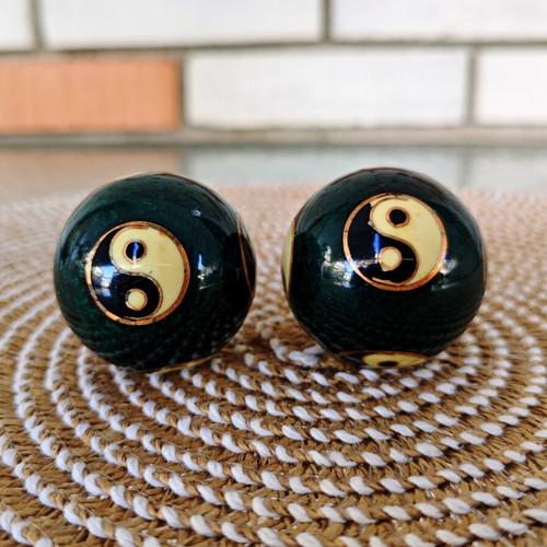 Baoding Balls used, green yin yang health and relaxation spheres