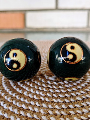 Baoding Balls used, green yin yang health and relaxation spheres