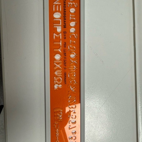 StandardGraph stencil for Greek alphabet and numbers, brand new