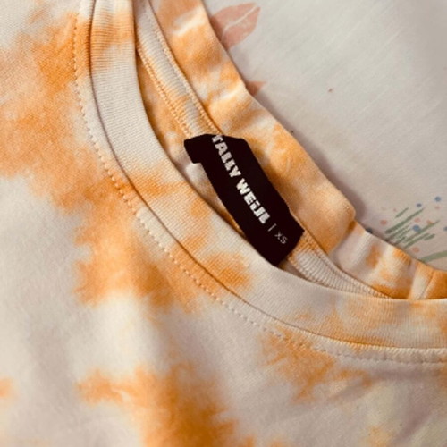 Tally Weill short sleeve summer t-shirt, white and yellow, XS