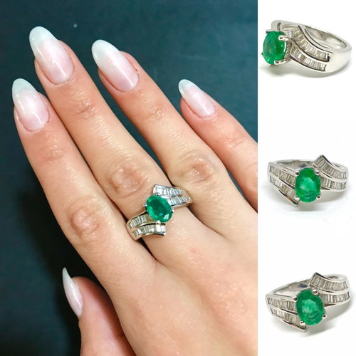 18k ring with Colombian emerald and brilliant diamonds new